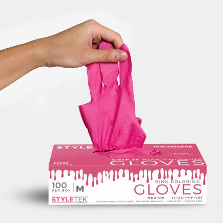 STYLETEK PINK POWDER FREE VINYL GLOVES (Case of 5)