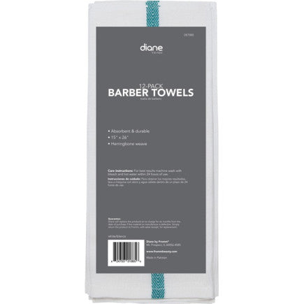 DET005 BARBER TOWEL 15" X 26" WHITE 12PK