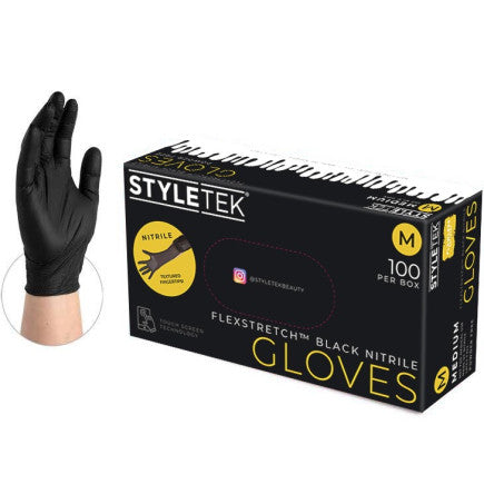 STYLETEK BLACK POWDER FREE NITRILE GLOVES